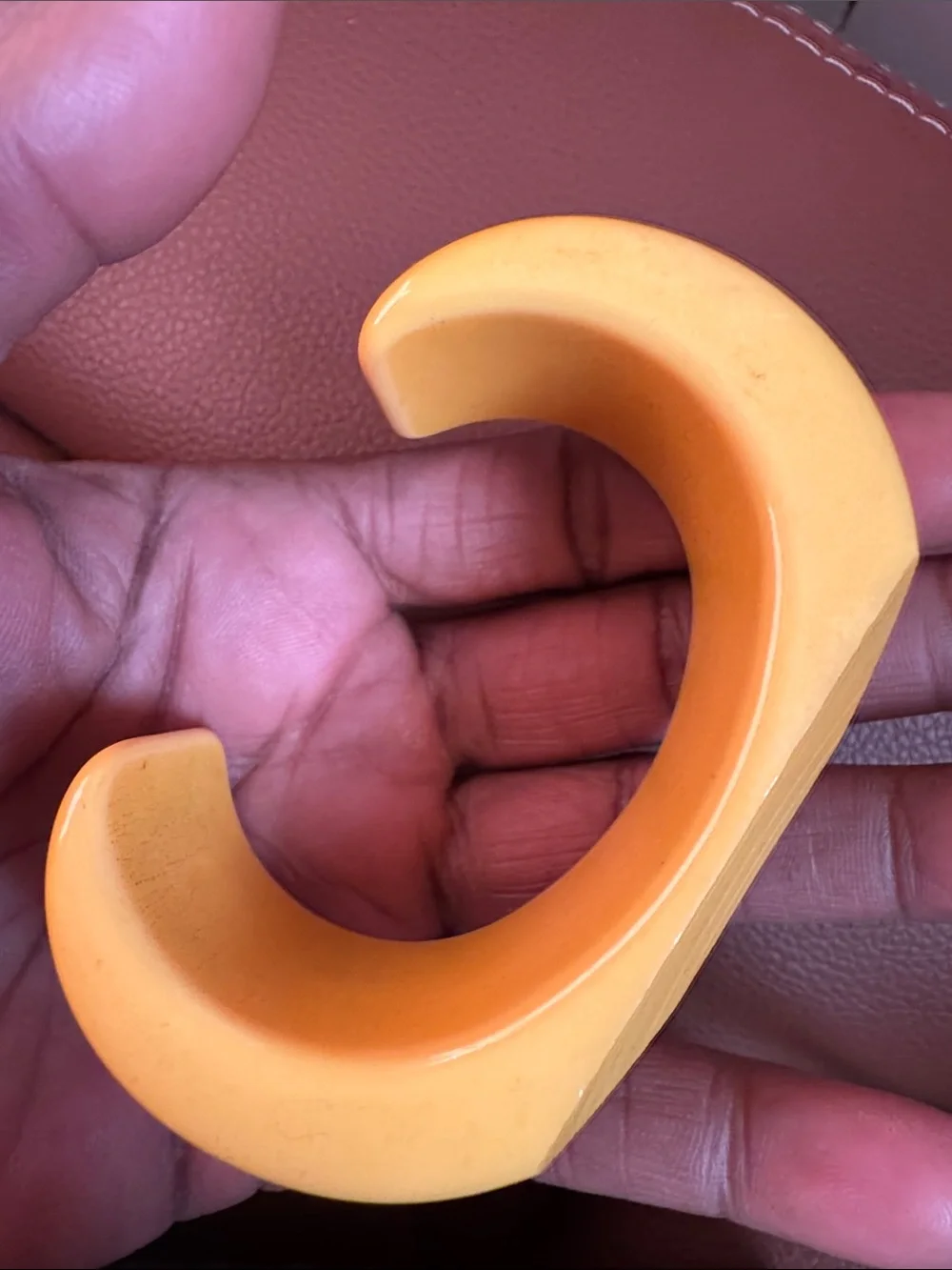 Yellow Carved Bakelite Cuff Bracelet Rare